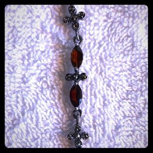 Silver Bracelet with Garnet colored stones